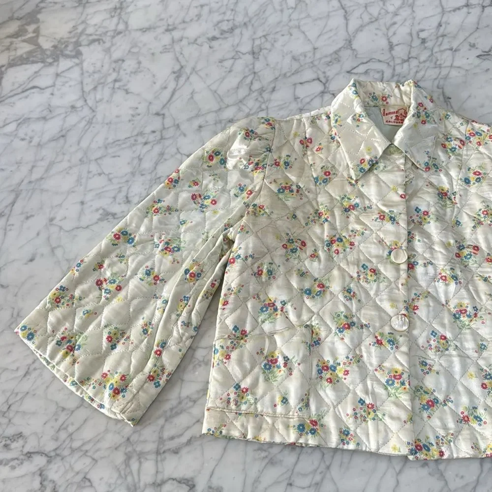 Vintage Quilted Girls Jacket Size 8/10 Cotton Cottagecore Ramona of California